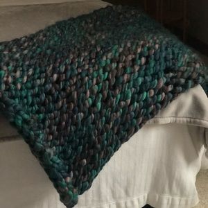 Hand Knit Deep Sea Hues Blanket